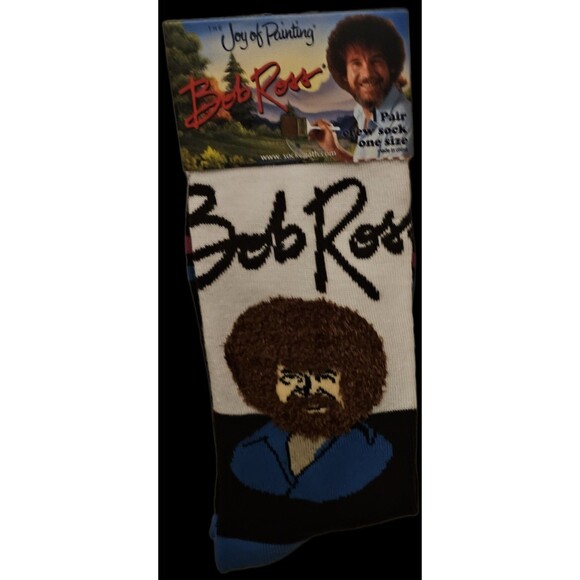 Bob Ross Joy Of Painting Socks Soft Fluffy Hair! NWT - Picture 2 of 3